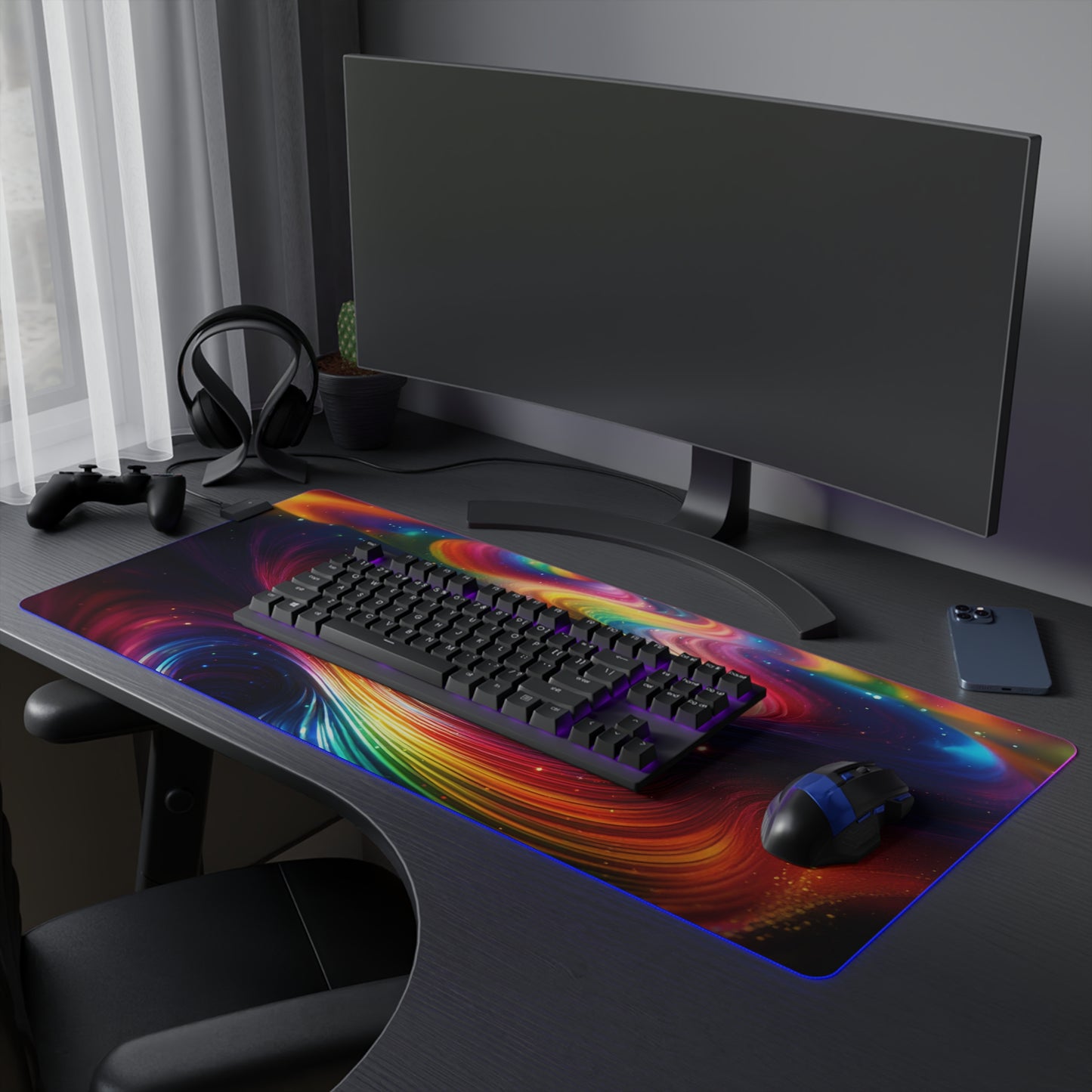 RGB LED Mouse Pad - Abstract Rainbow Design