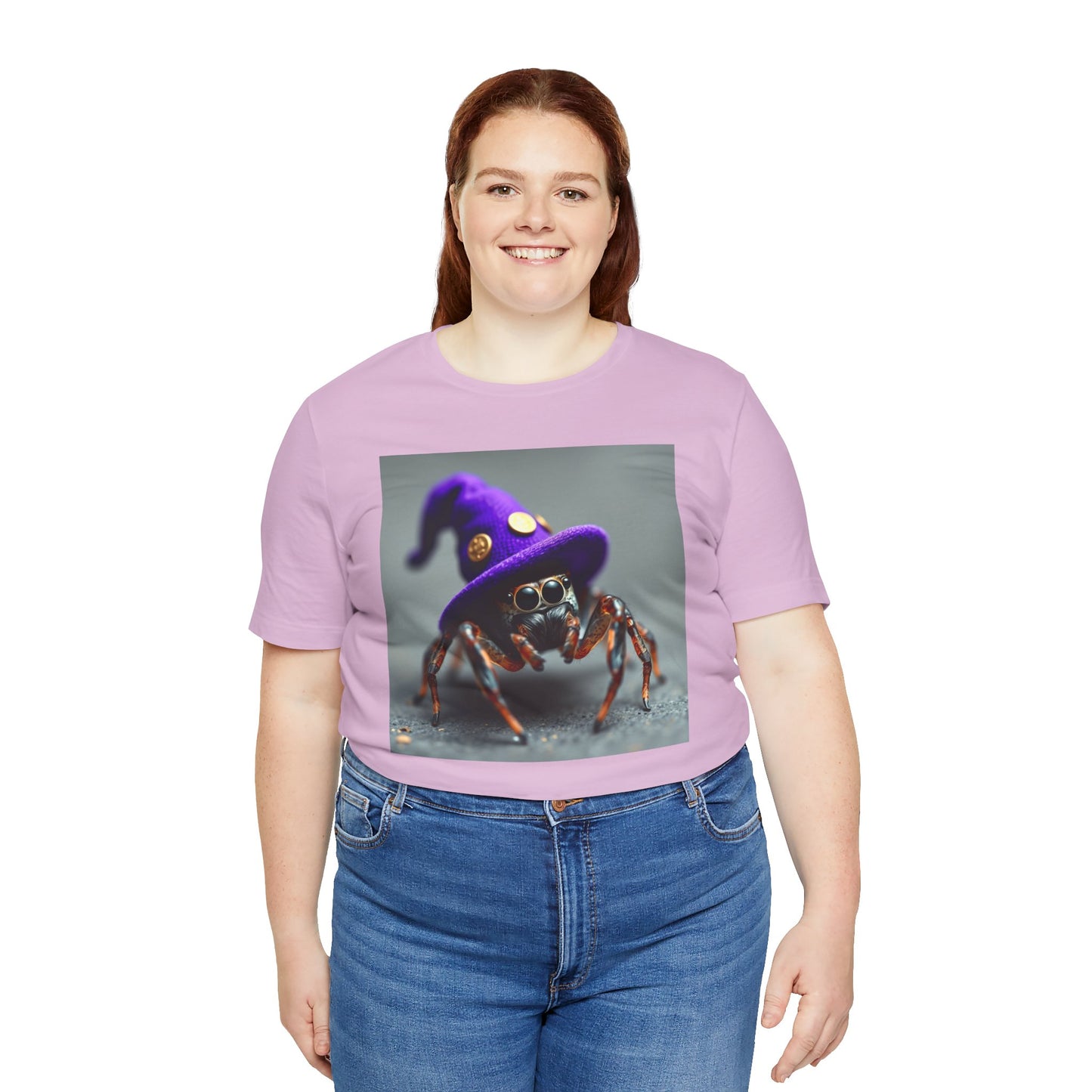 Jumping Spider in Purple Wizard Hat T-Shirt