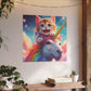 Canvas Print - Happy Cat Riding a Unicorn