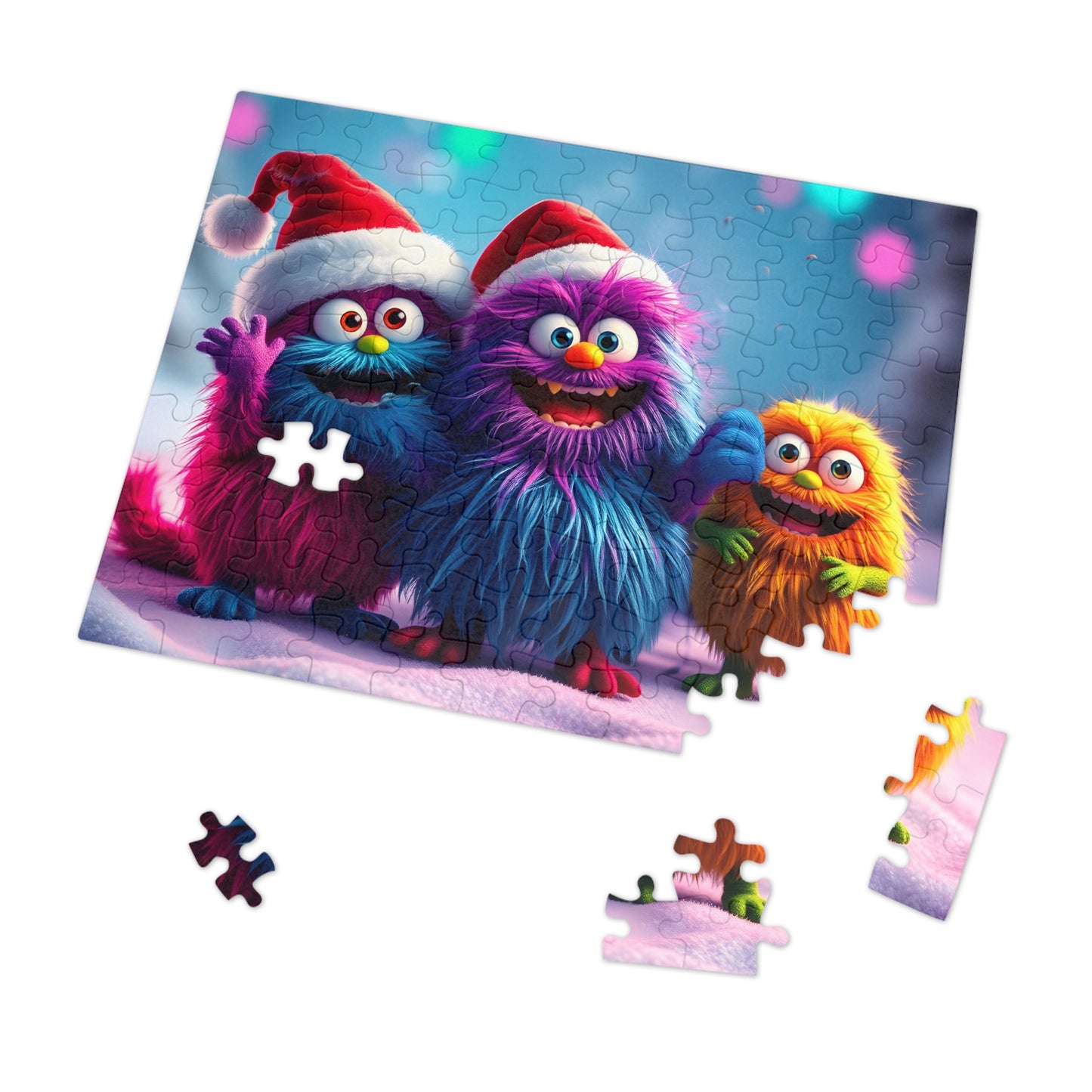 Jigsaw Puzzle - Cute Furry Monsters Christmas