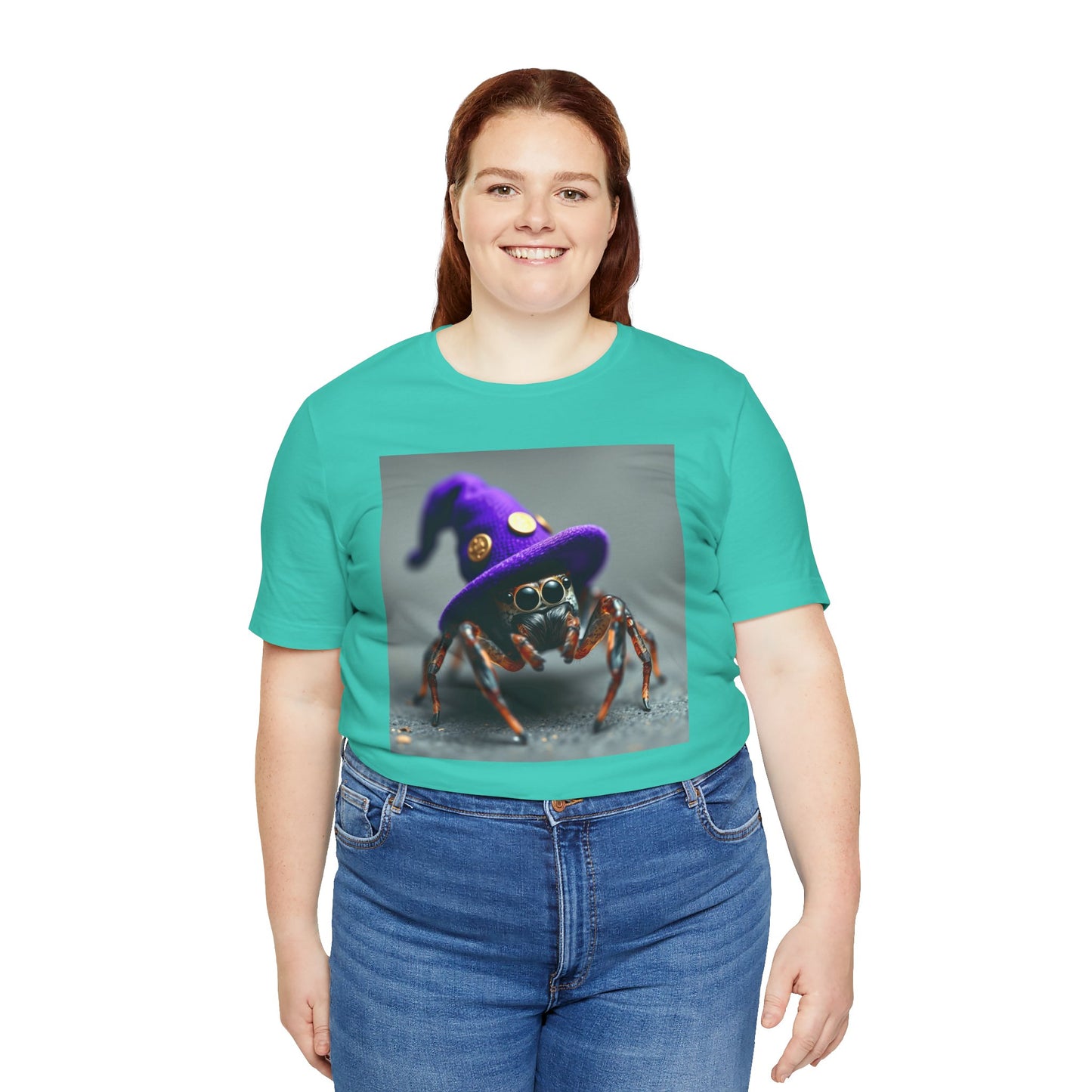 Jumping Spider in Purple Wizard Hat T-Shirt