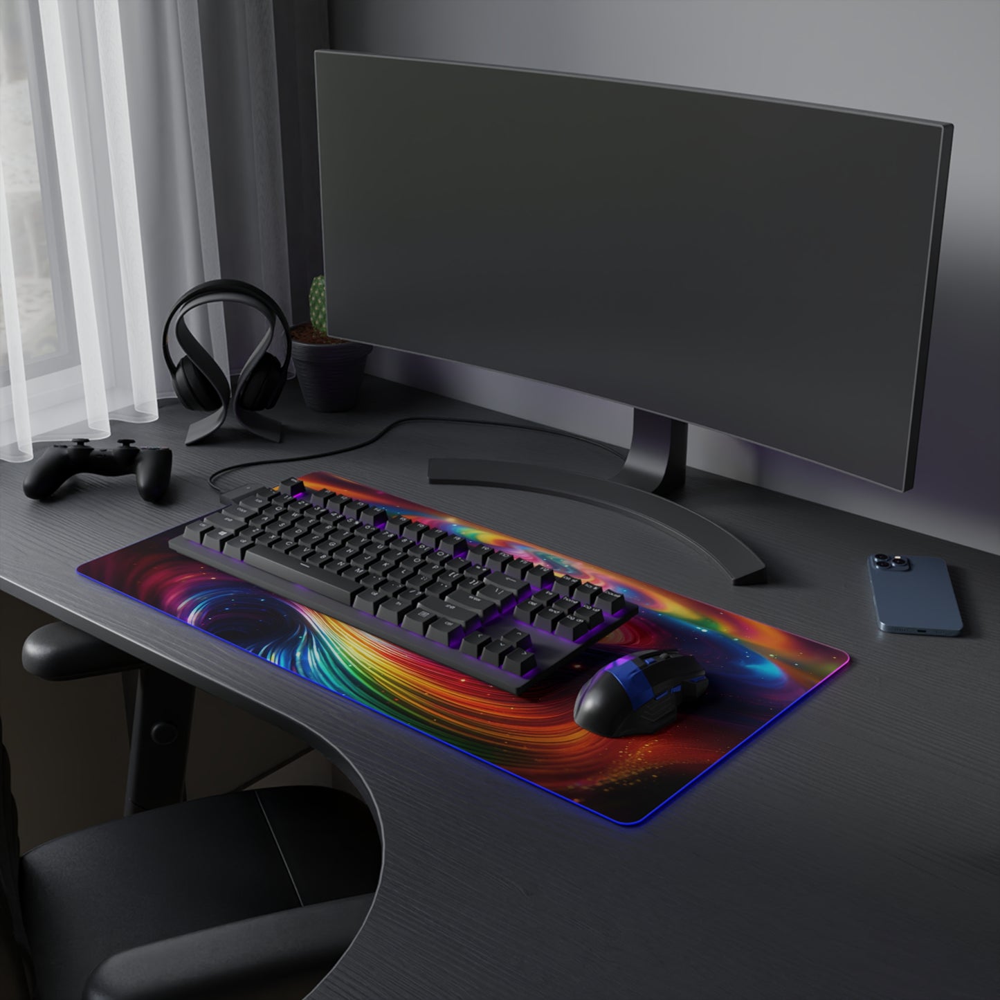 RGB LED Mouse Pad - Abstract Rainbow Design