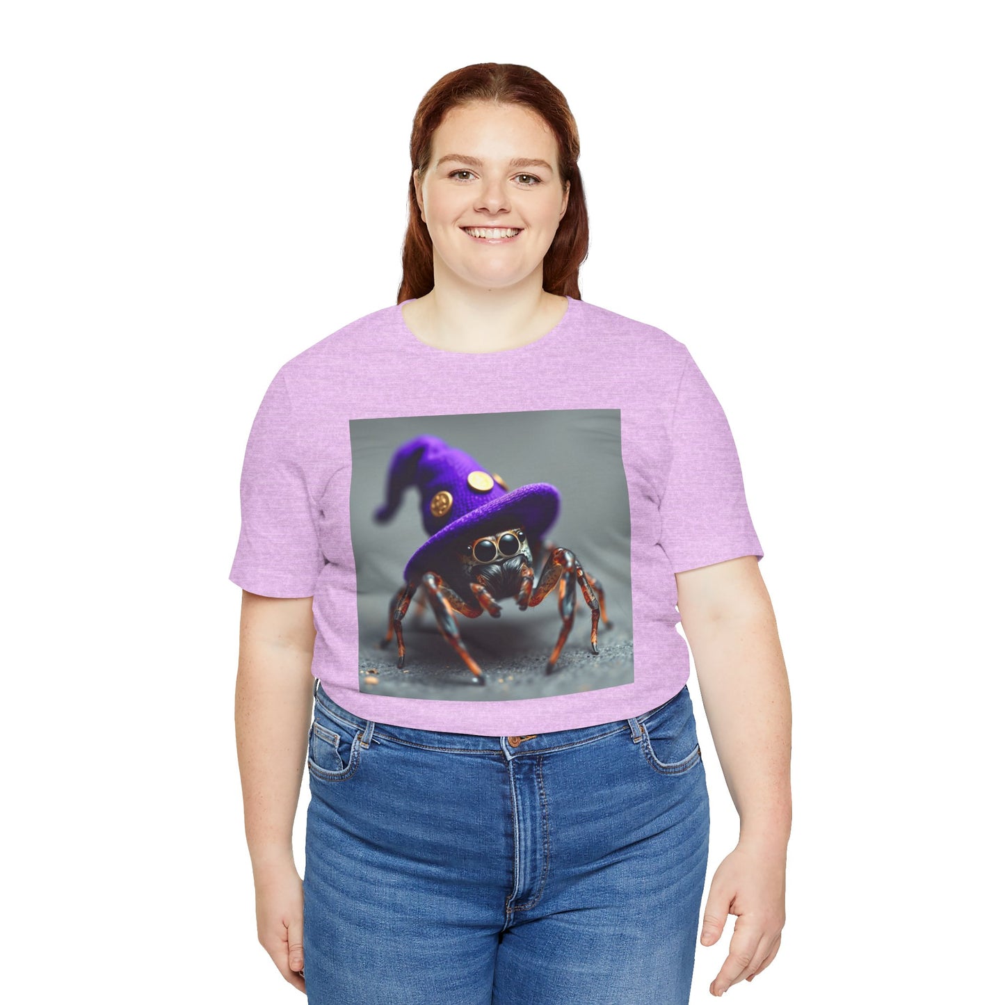 Jumping Spider in Purple Wizard Hat T-Shirt