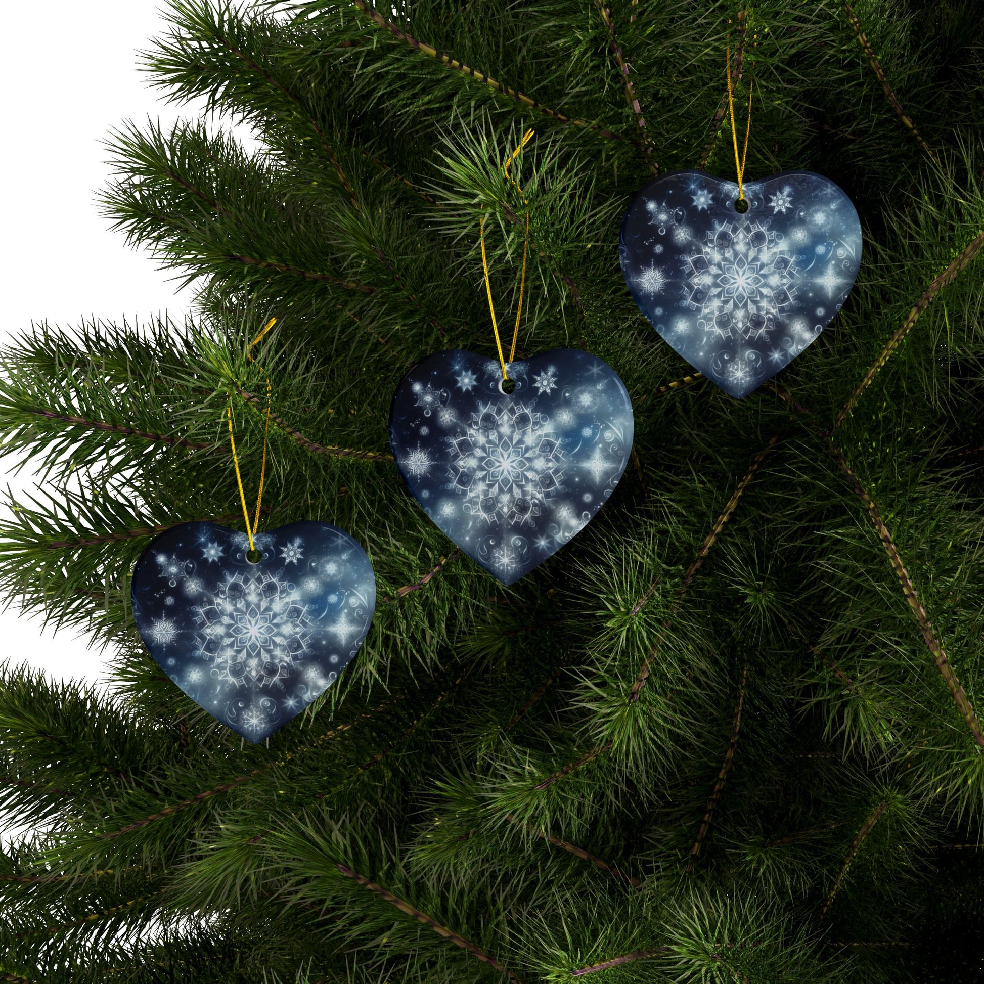 Christmas Ceramic Ornaments - Geometric Snowflake Design - Resonating Crystal Creations