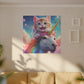 Canvas Print - Happy Cat Riding a Unicorn