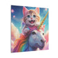 Canvas Print - Happy Cat Riding a Unicorn