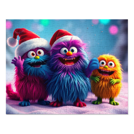 Jigsaw Puzzle - Cute Furry Monsters Christmas