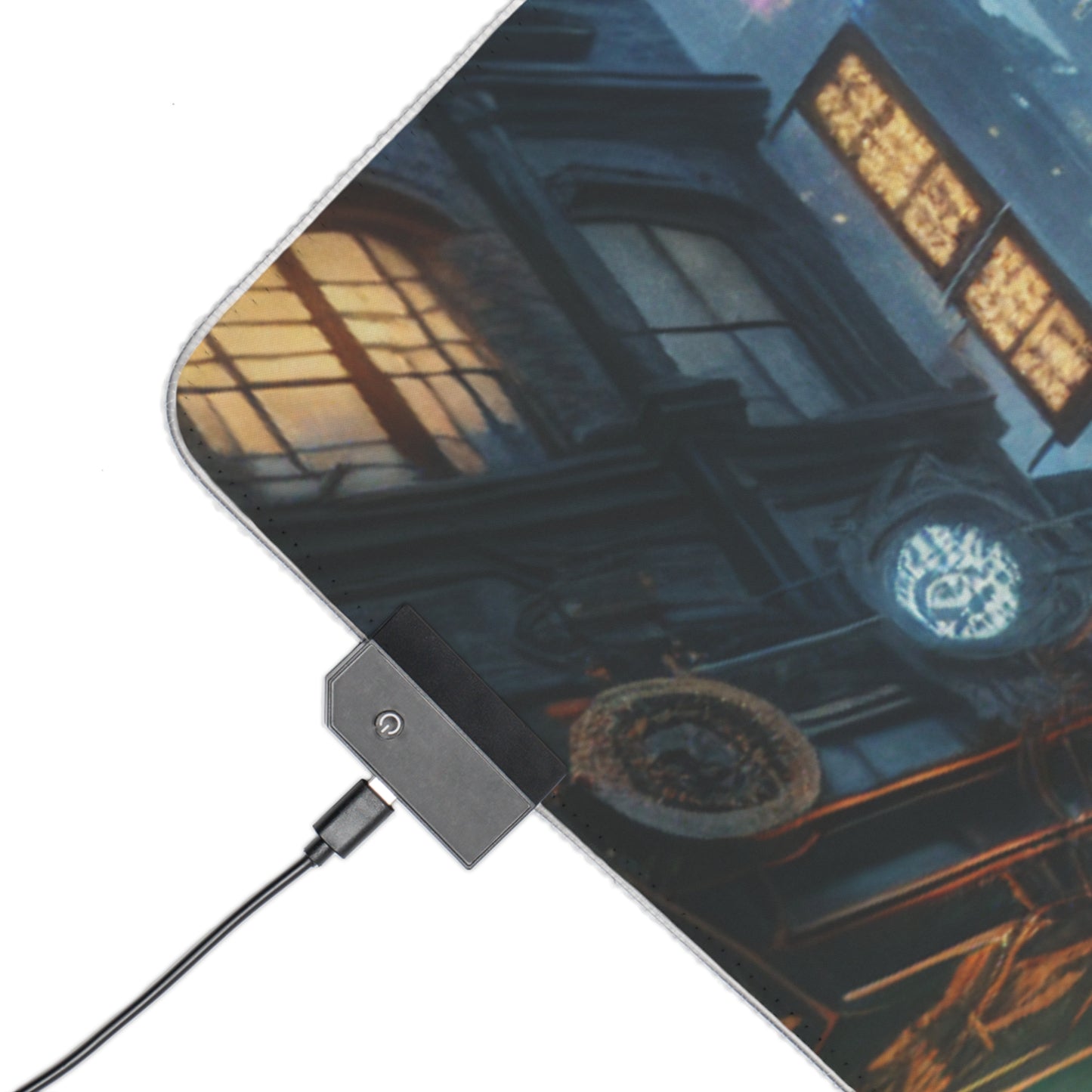 RGB LED Mouse Pad - Steampunk Girl in Cyberpunk World Design