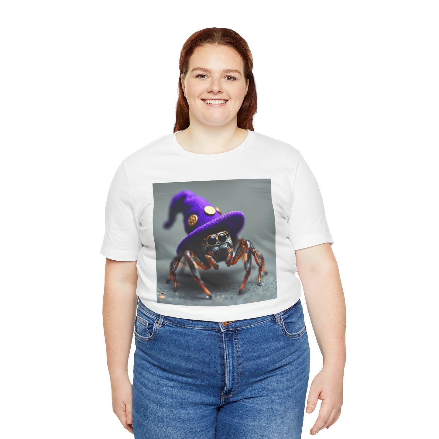 Jumping Spider in Purple Wizard Hat T-Shirt