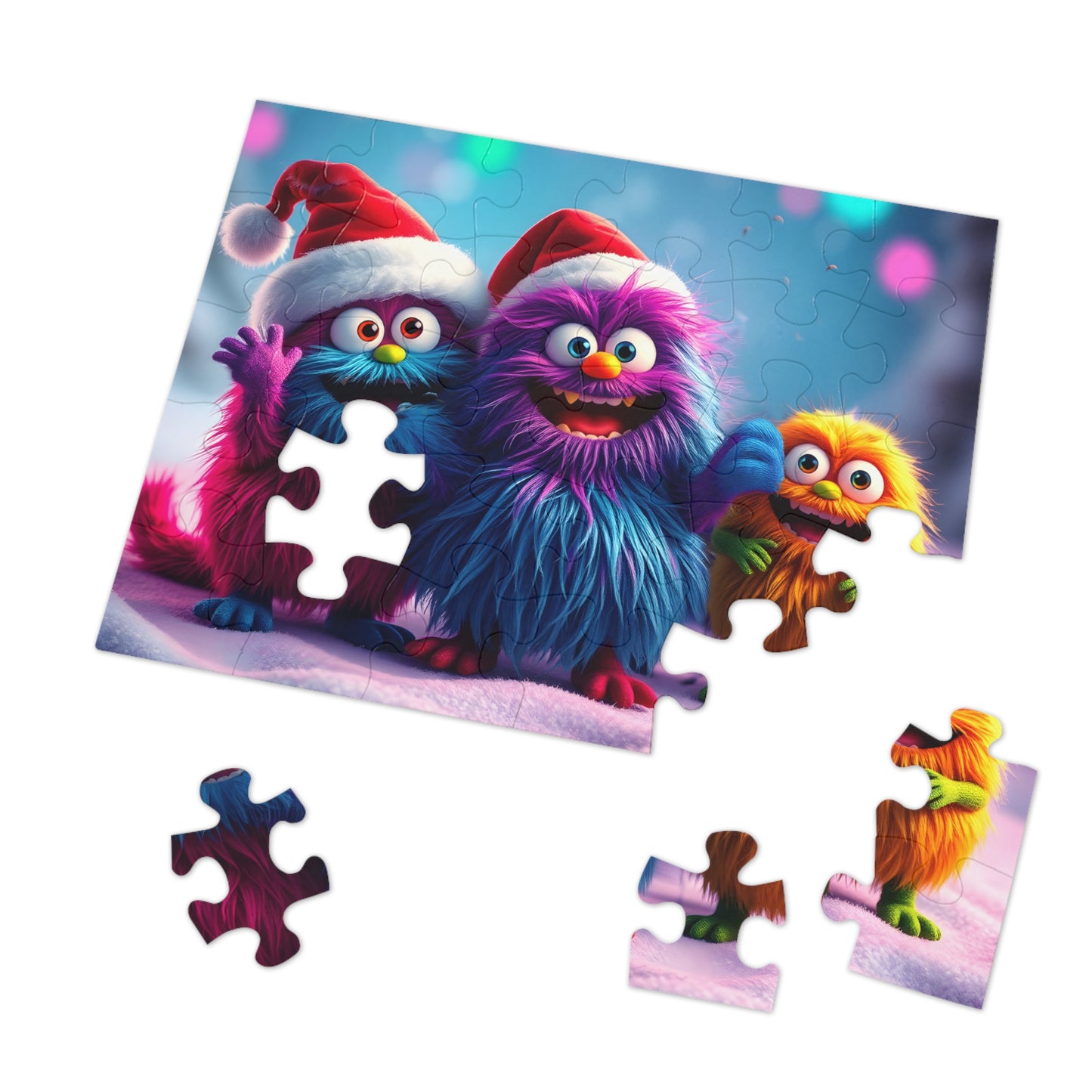 Jigsaw Puzzle - Cute Furry Monsters Christmas