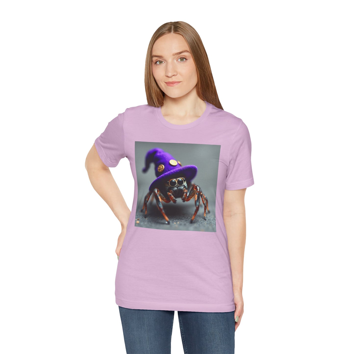 Jumping Spider in Purple Wizard Hat T-Shirt