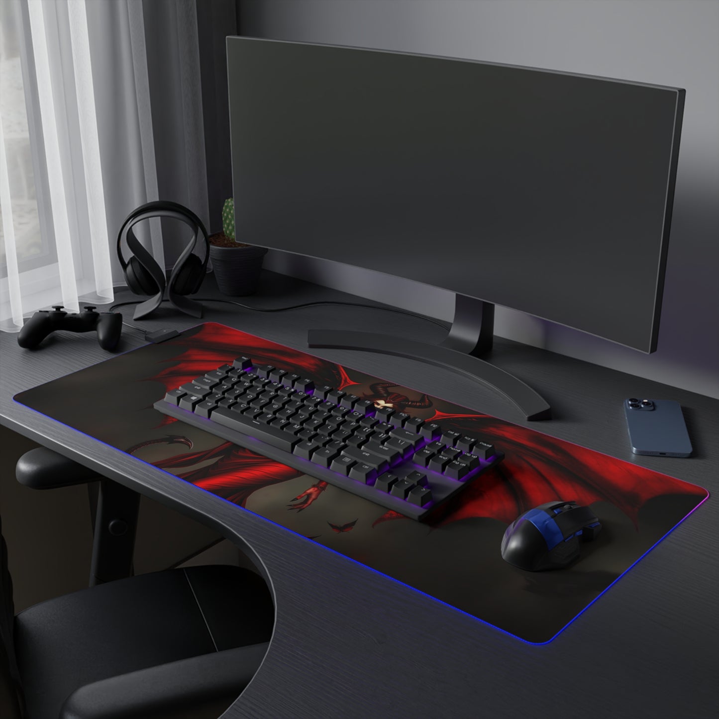 RGB LED Gaming Mouse Pad - Succubus Design