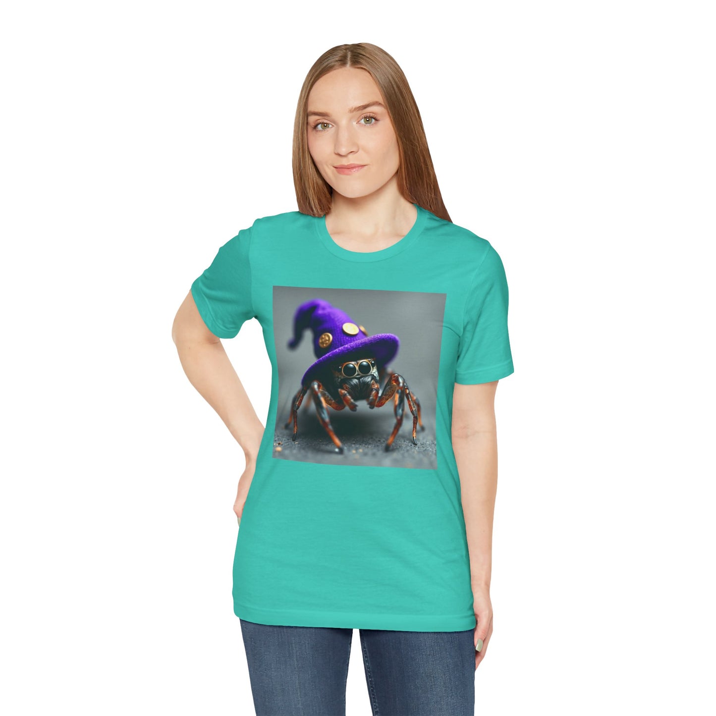 Jumping Spider in Purple Wizard Hat T-Shirt