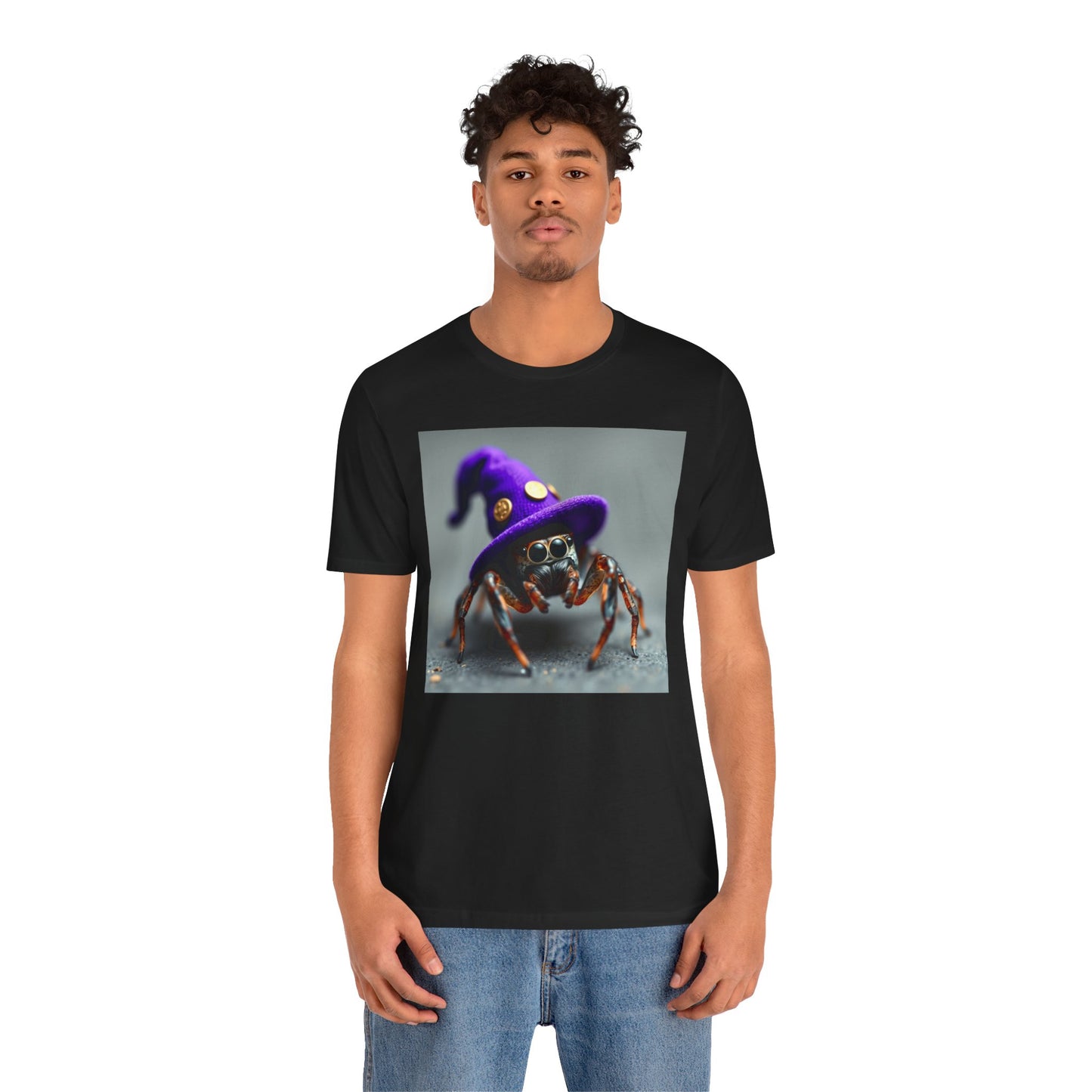 Jumping Spider in Purple Wizard Hat T-Shirt