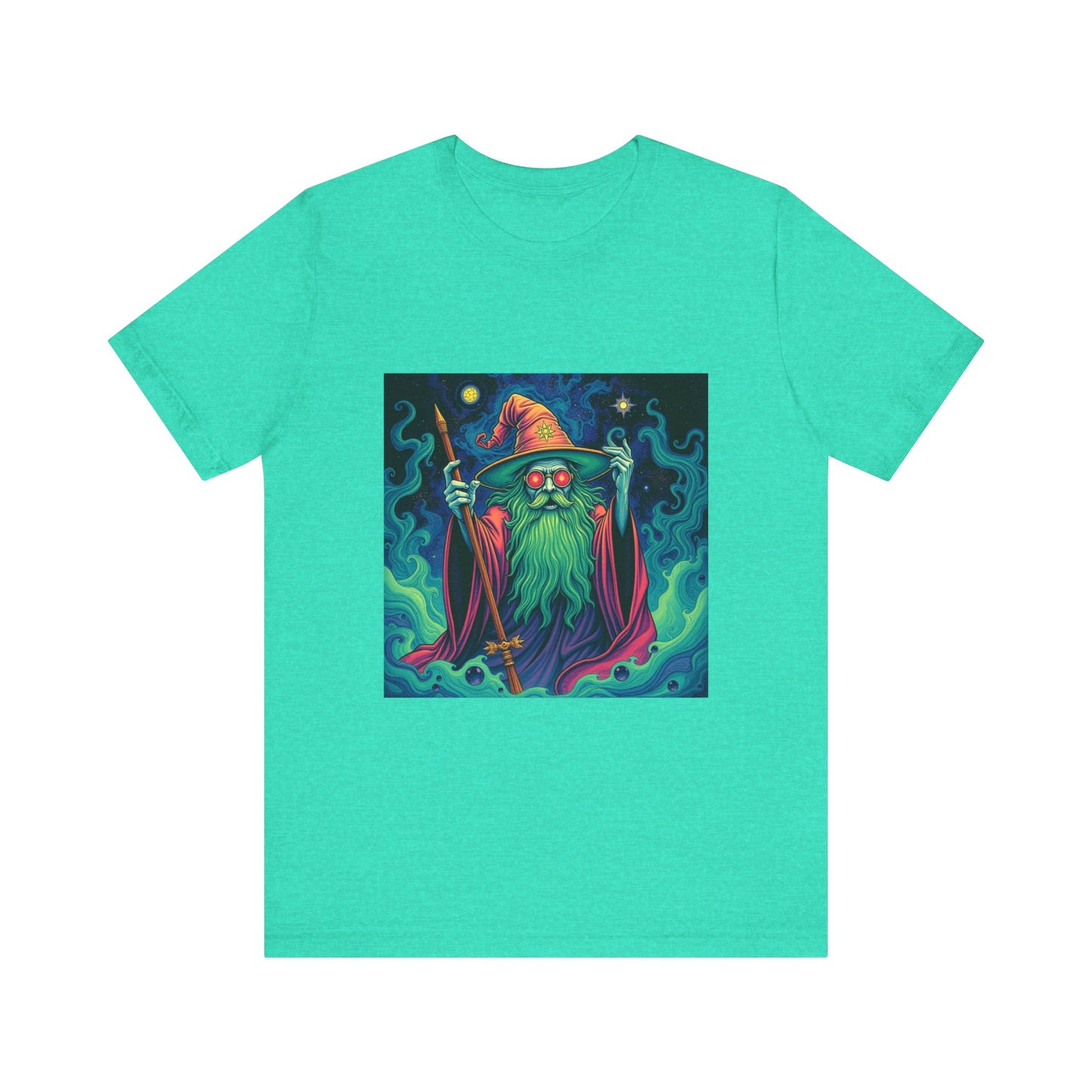 Psychedelic Wizard T-shirt, Unisex Tee, Hippie Graphic Shirt, Magical Fantasy Top, Trippy Graphic Tee - Resonating Crystal Creations