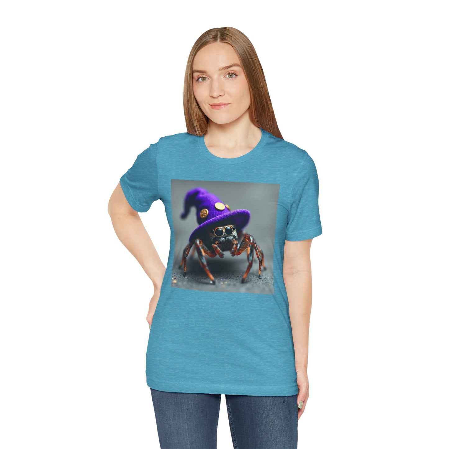 Jumping Spider in Purple Wizard Hat T-Shirt