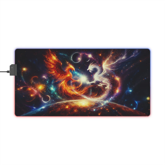 RGB LED Gaming Mouse Pad - Phoenix vs Dragon Design