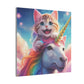 Canvas Print - Happy Cat Riding a Unicorn