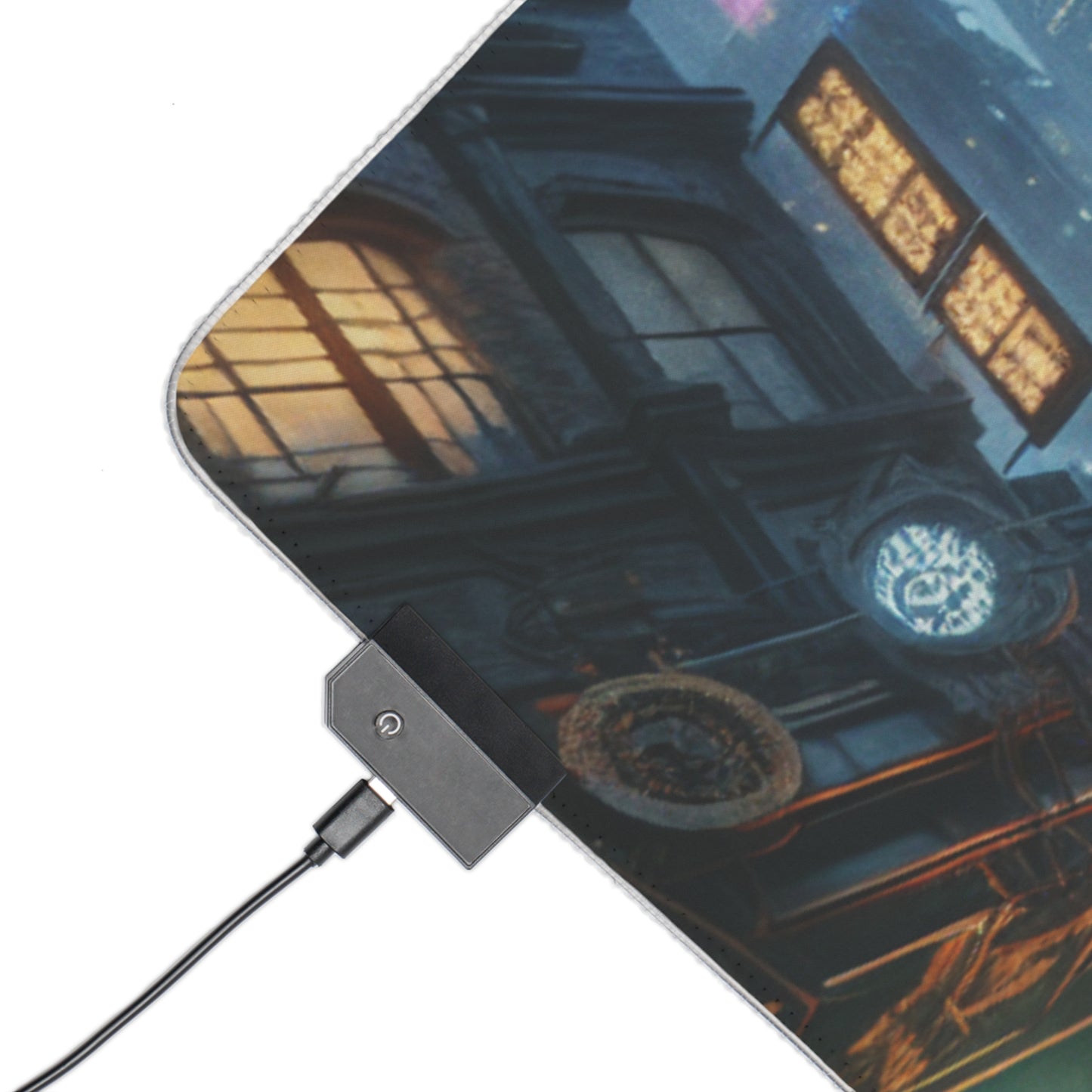 RGB LED Mouse Pad - Steampunk Girl in Cyberpunk World Design