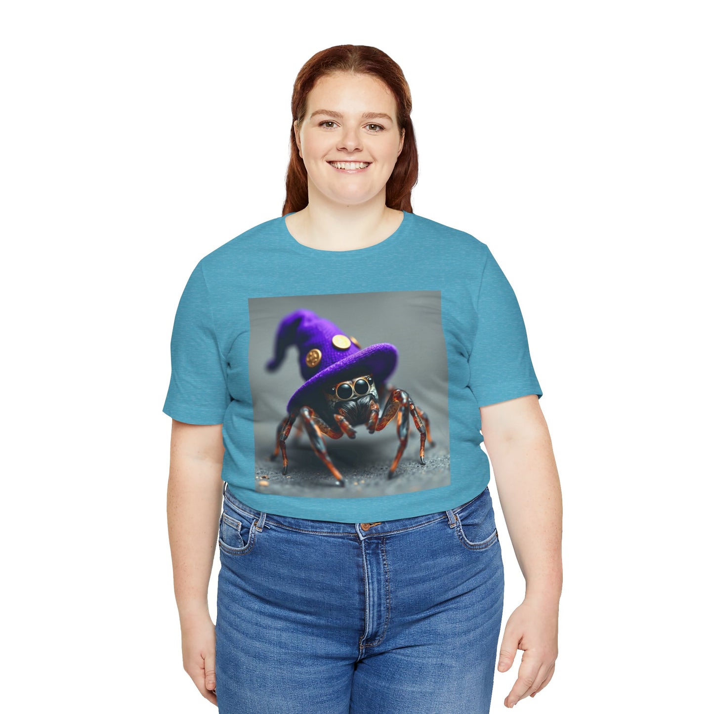 Jumping Spider in Purple Wizard Hat T-Shirt