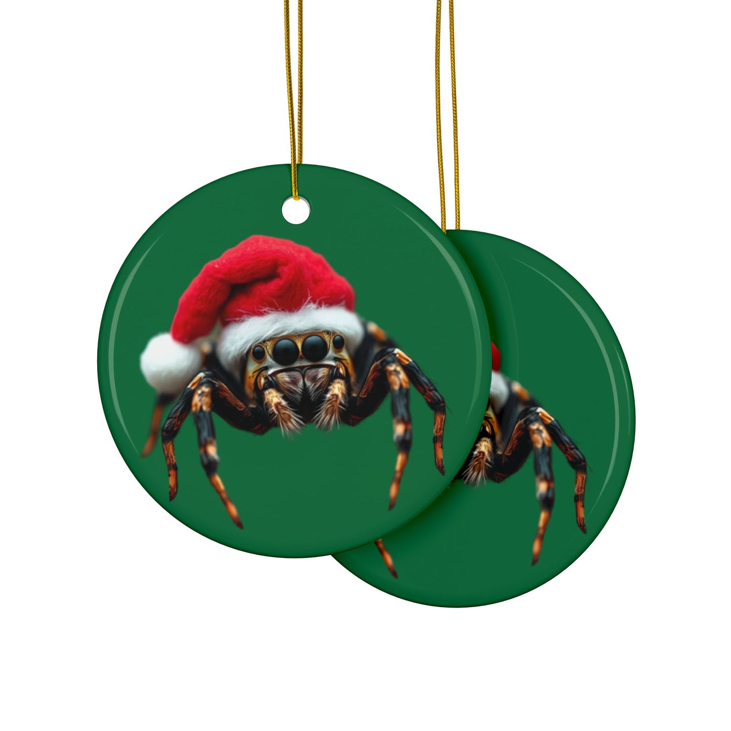 Ceramic Ornaments - Christmas Jumping Spider with Santa Hat