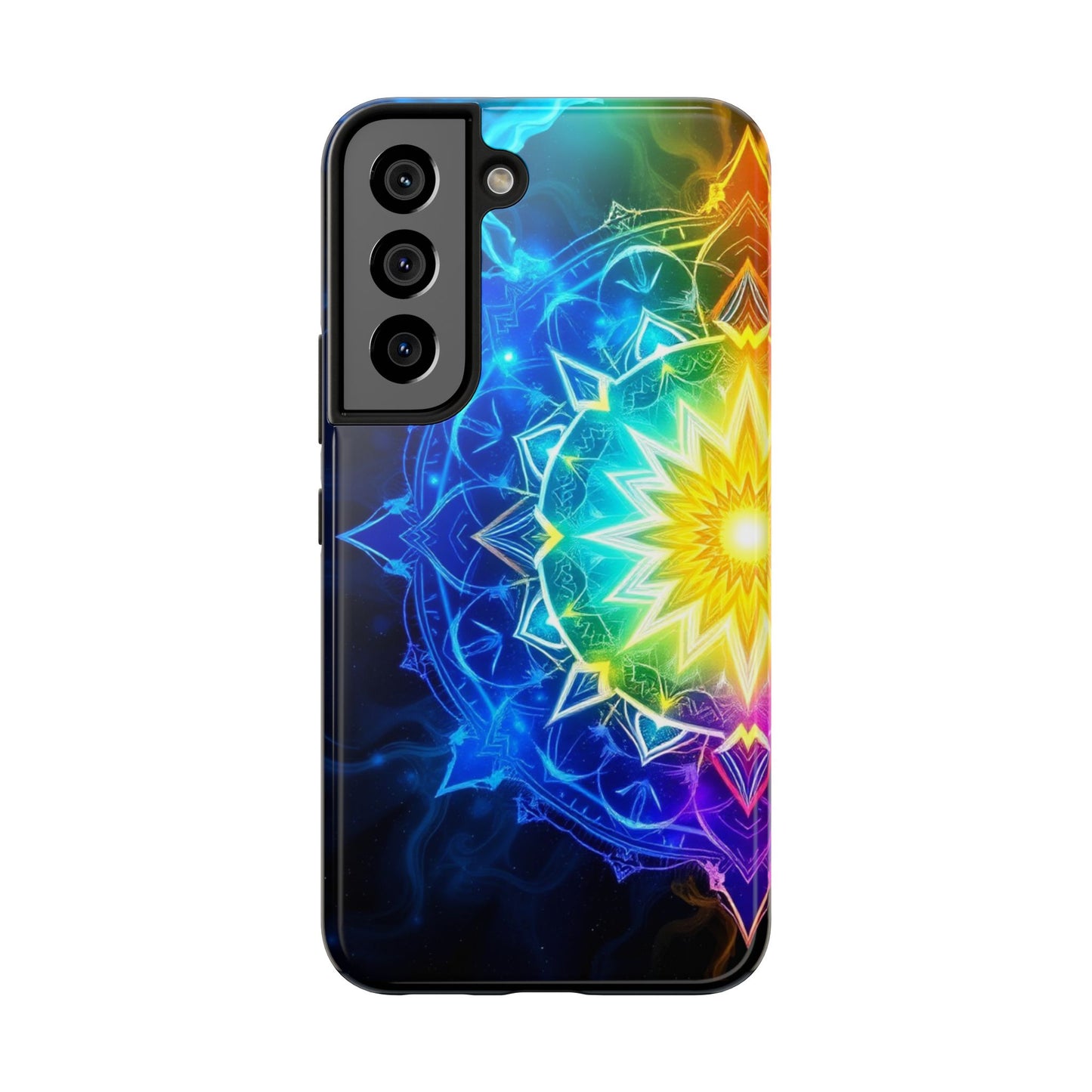 Radiant Rainbow Mandala Tough Phone Case – Vibrant Protection with Spiritual Flair - Resonating Crystal Creations