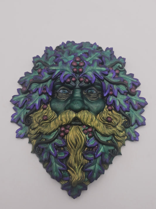 Greenman with Green and Purple Leaves