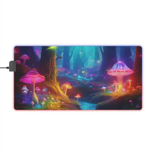 RGB LED Mouse Pad - Mushroom Enchanted Forest Design