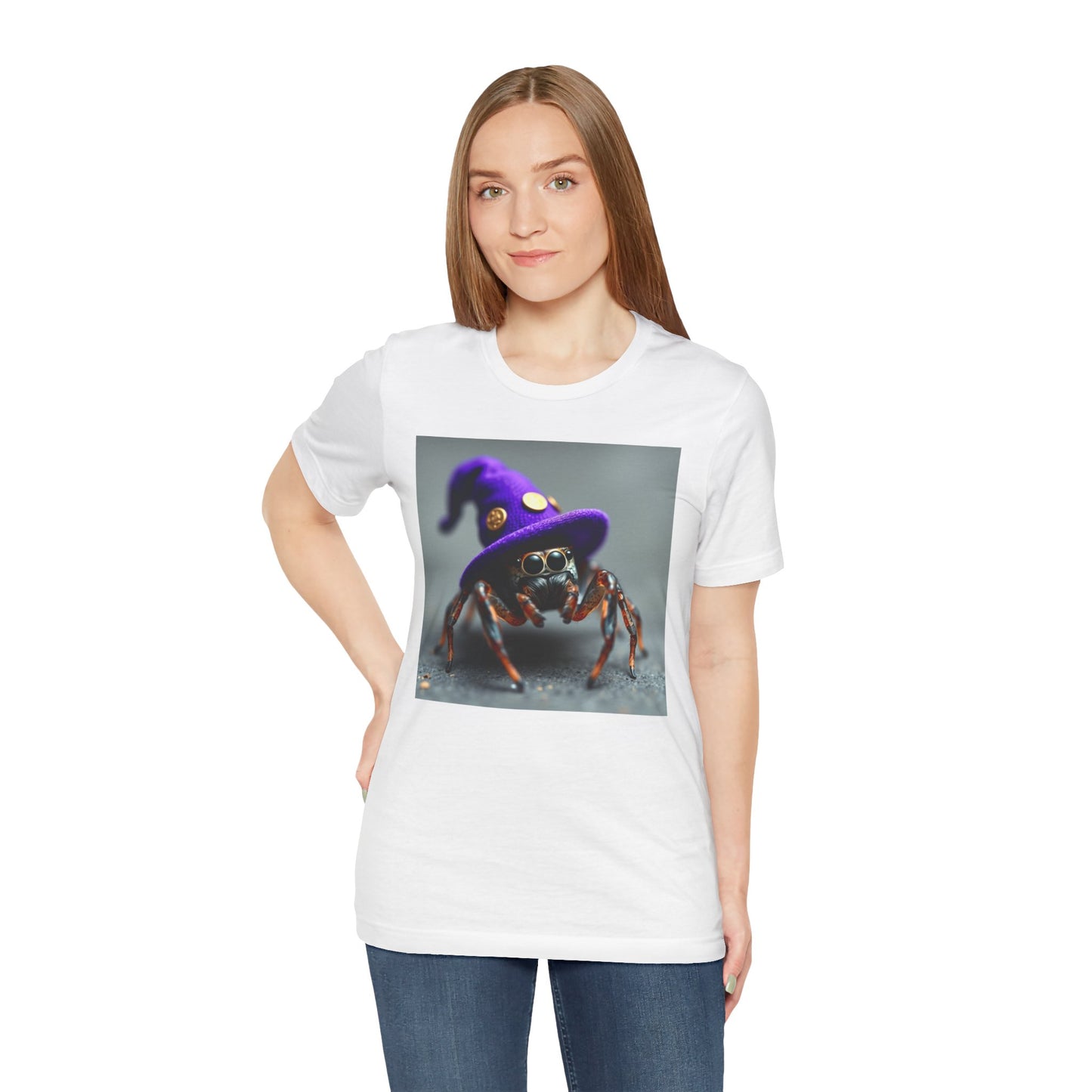 Jumping Spider in Purple Wizard Hat T-Shirt