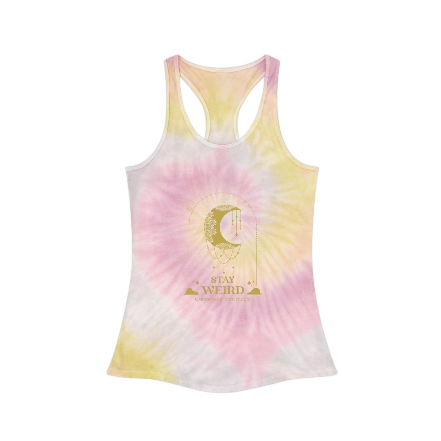 Tie Dye Tank Top Stay Weird Racerback Sleeveless Shirt