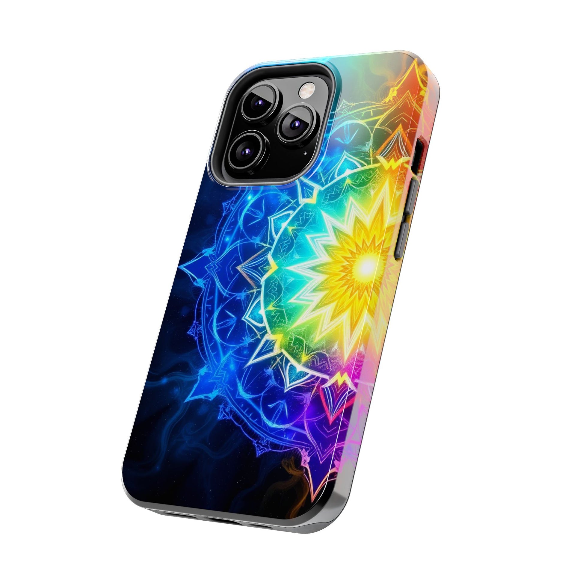 Radiant Rainbow Mandala Tough Phone Case – Vibrant Protection with Spiritual Flair - Resonating Crystal Creations