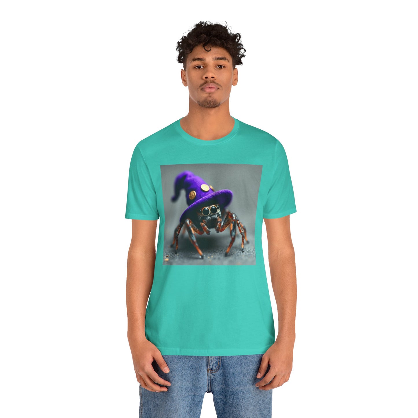 Jumping Spider in Purple Wizard Hat T-Shirt