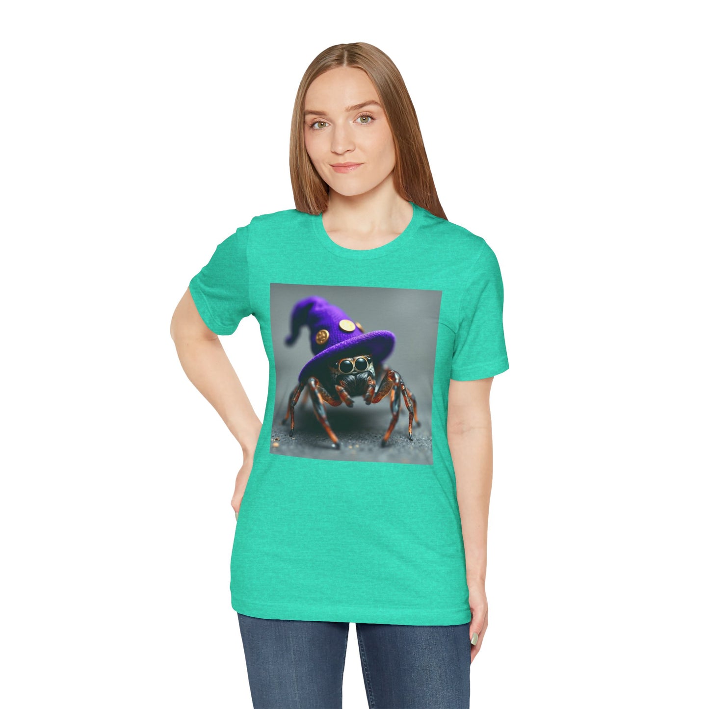 Jumping Spider in Purple Wizard Hat T-Shirt