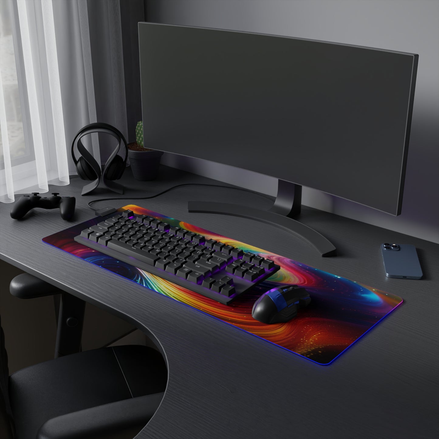 RGB LED Mouse Pad - Abstract Rainbow Design