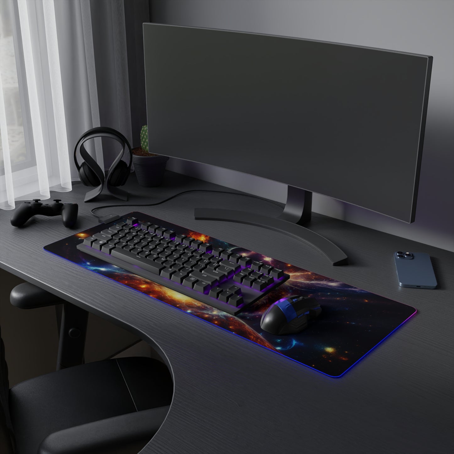 RGB LED Gaming Mouse Pad - Phoenix vs Dragon Design