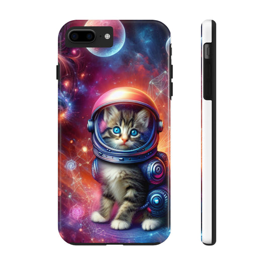 Tough Phone Cases - Space kitten, Protective Smartphone Covers, Cat Lover Gift, Galaxy Astronaut Kitty, Hard Shell Phone Accessories, - Resonating Crystal Creations