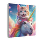 Canvas Print - Happy Cat Riding a Unicorn