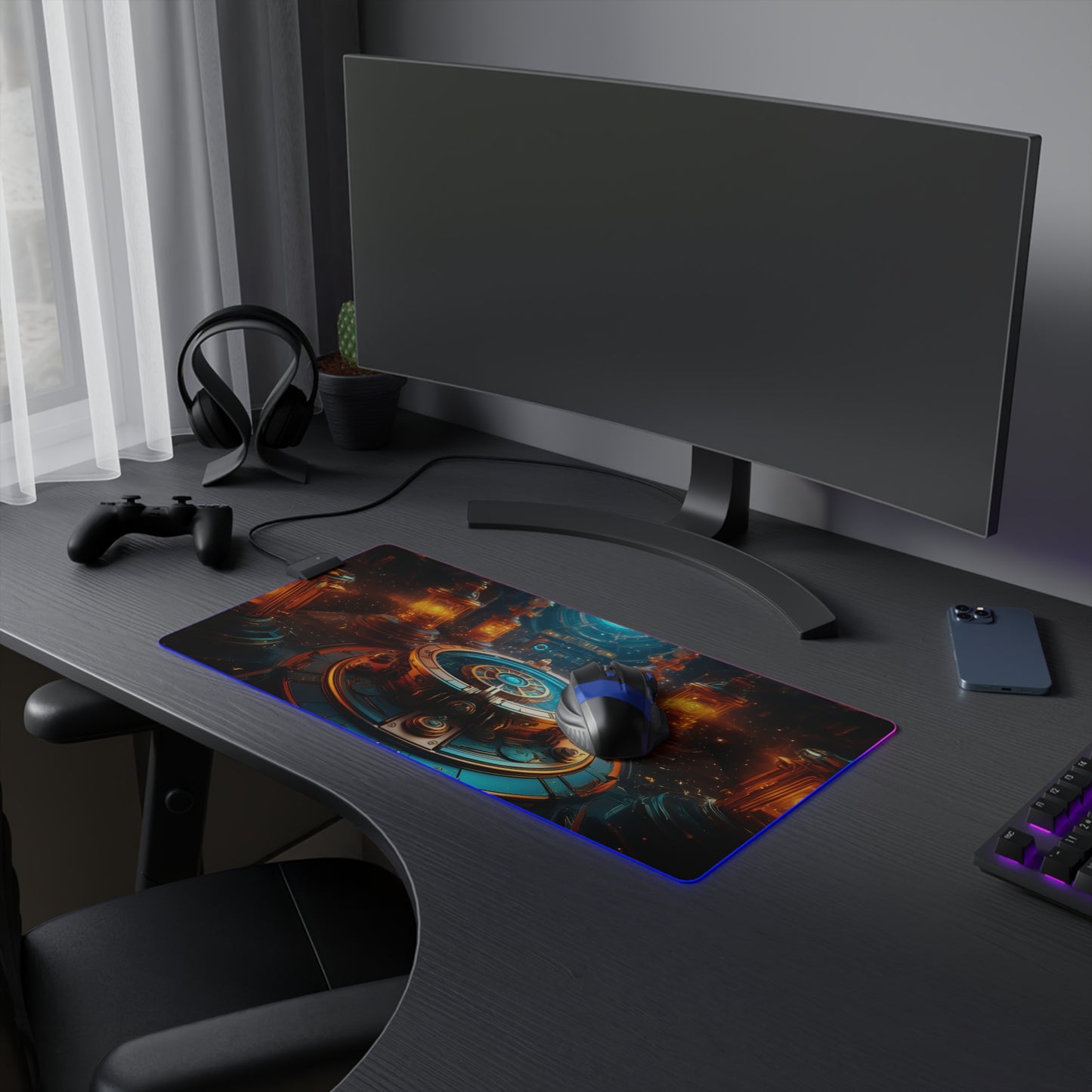 RGB LED Mouse Pad - Steampunk Control Room Design