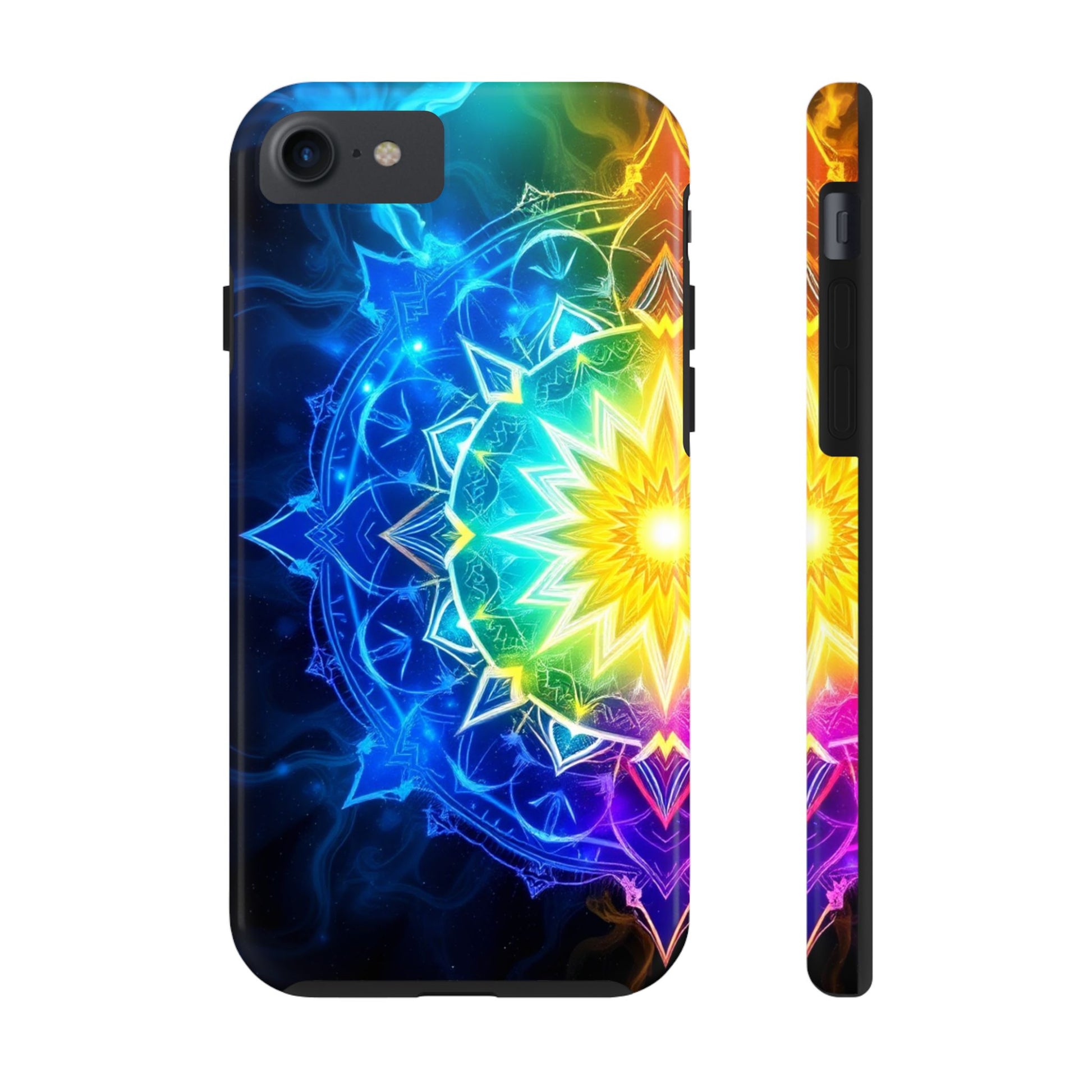 Radiant Rainbow Mandala Tough Phone Case – Vibrant Protection with Spiritual Flair - Resonating Crystal Creations