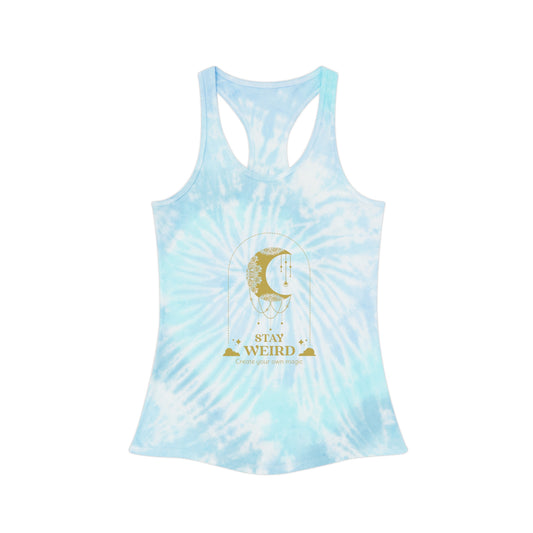 Tie Dye Tank Top Stay Weird Racerback Sleeveless Shirt