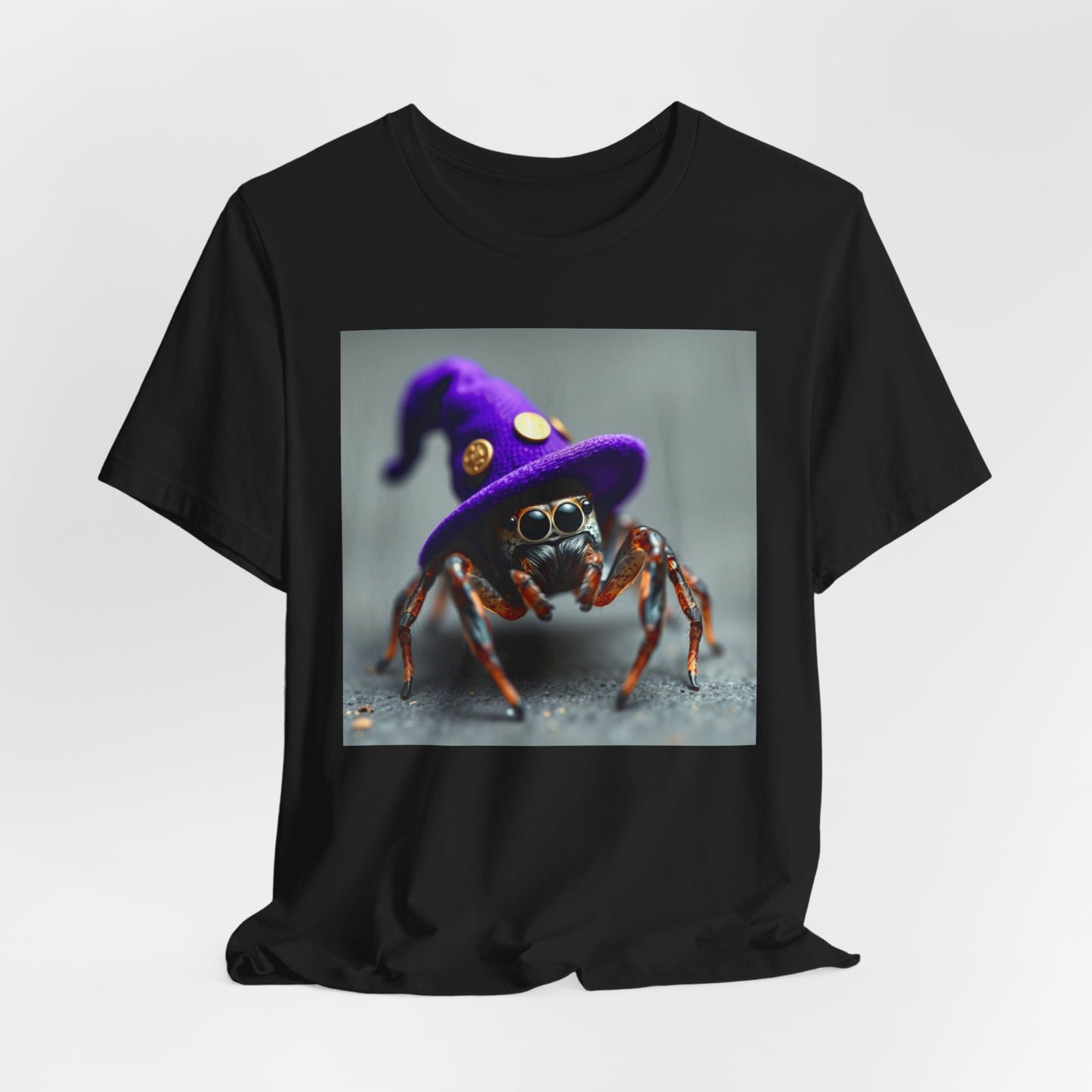 Jumping Spider in Purple Wizard Hat T-Shirt