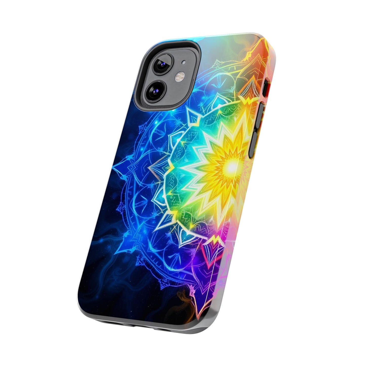 Radiant Rainbow Mandala Tough Phone Case – Vibrant Protection with Spiritual Flair - Resonating Crystal Creations