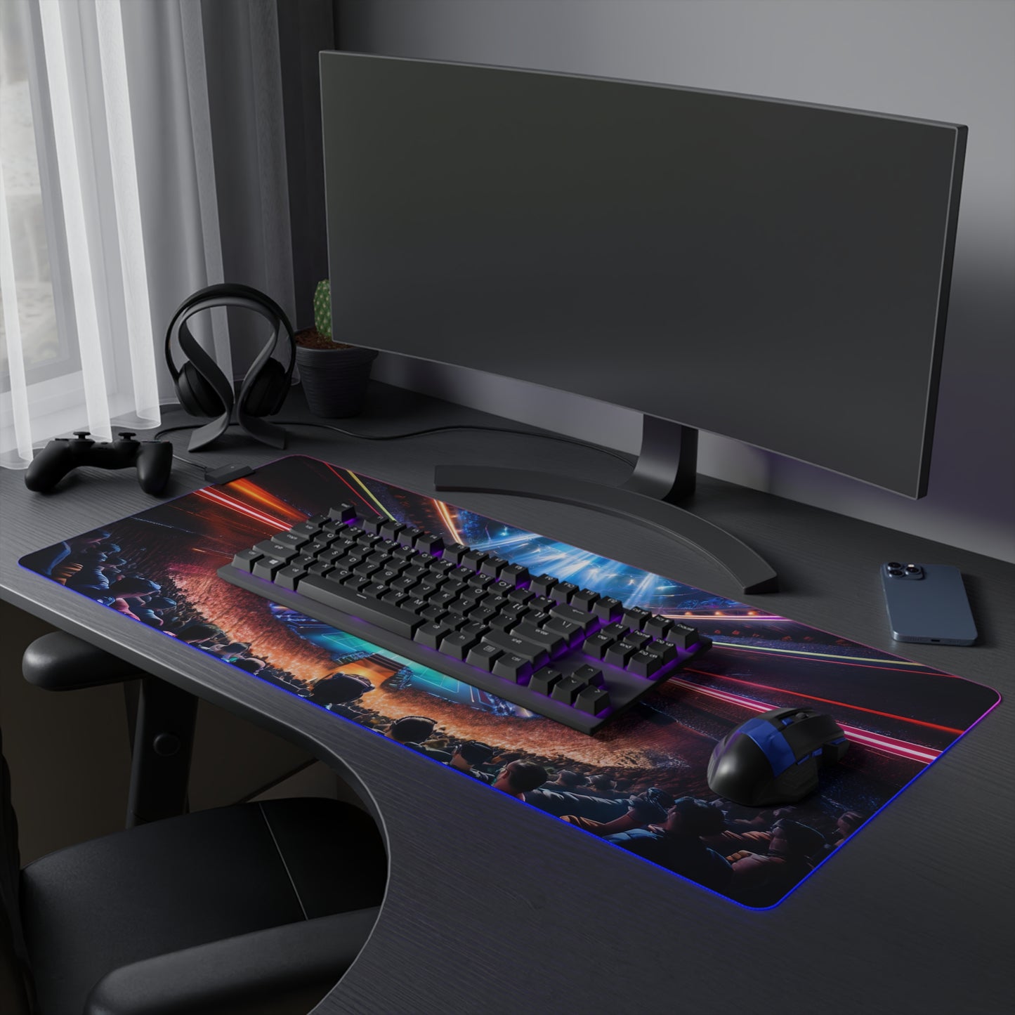 RGB LED Gaming Mouse Pad - Futuristic Esports Arena Design