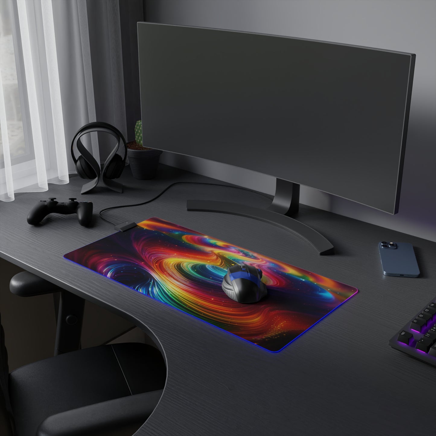 RGB LED Mouse Pad - Abstract Rainbow Design