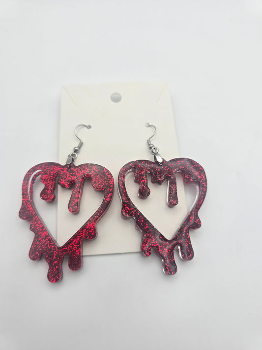 Glittery Bleeding Heart Earrings