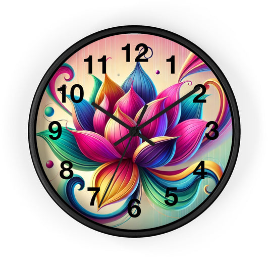 Abstract Lotus Flower Wall Clock - Resonating Crystal Creations