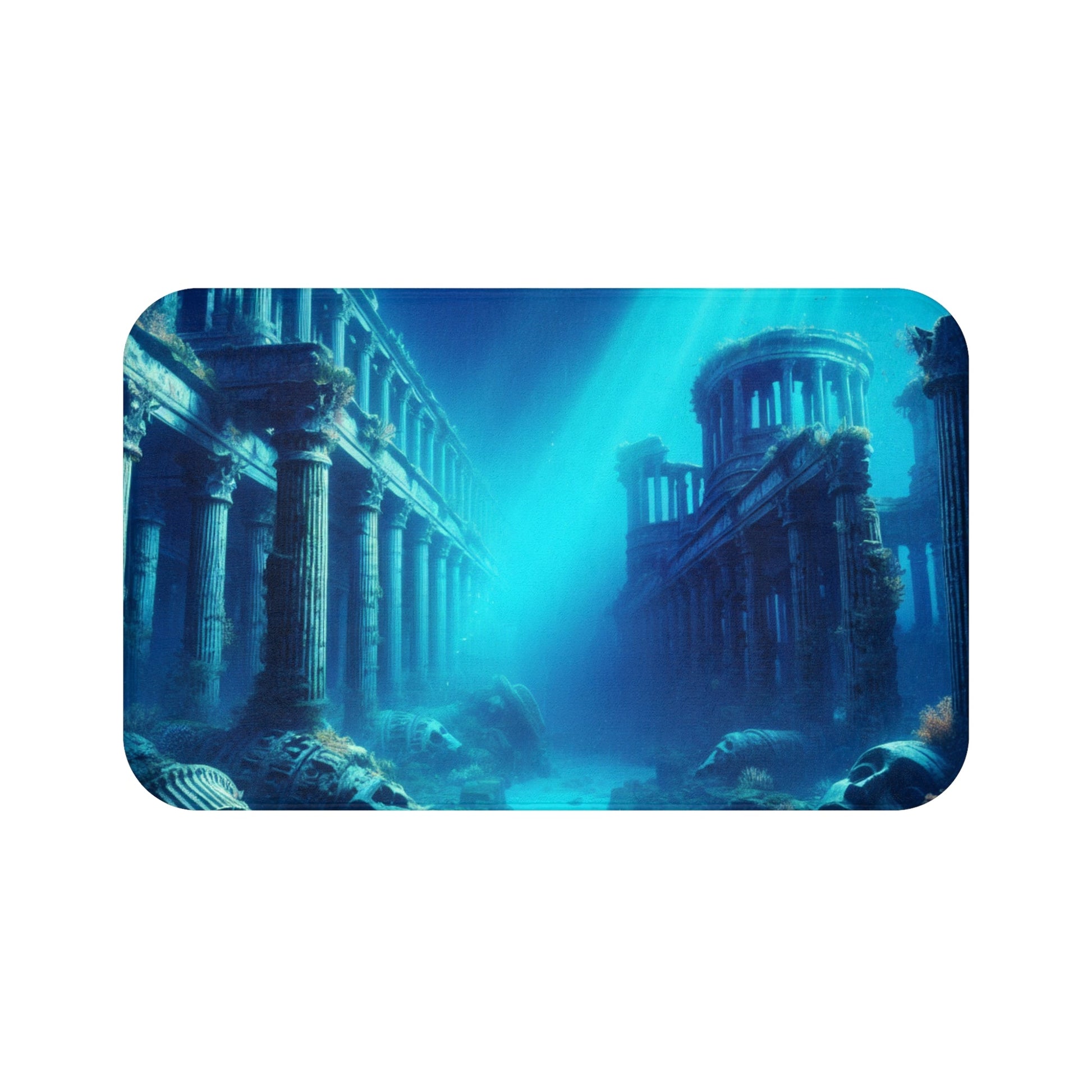 Atlantis Bath Mat, Underwater City Bathroom Rug, Ocean Theme Home Decor, Nautical Shower Mat, Ancient Civilization Washable Mat, Seabed - Resonating Crystal Creations