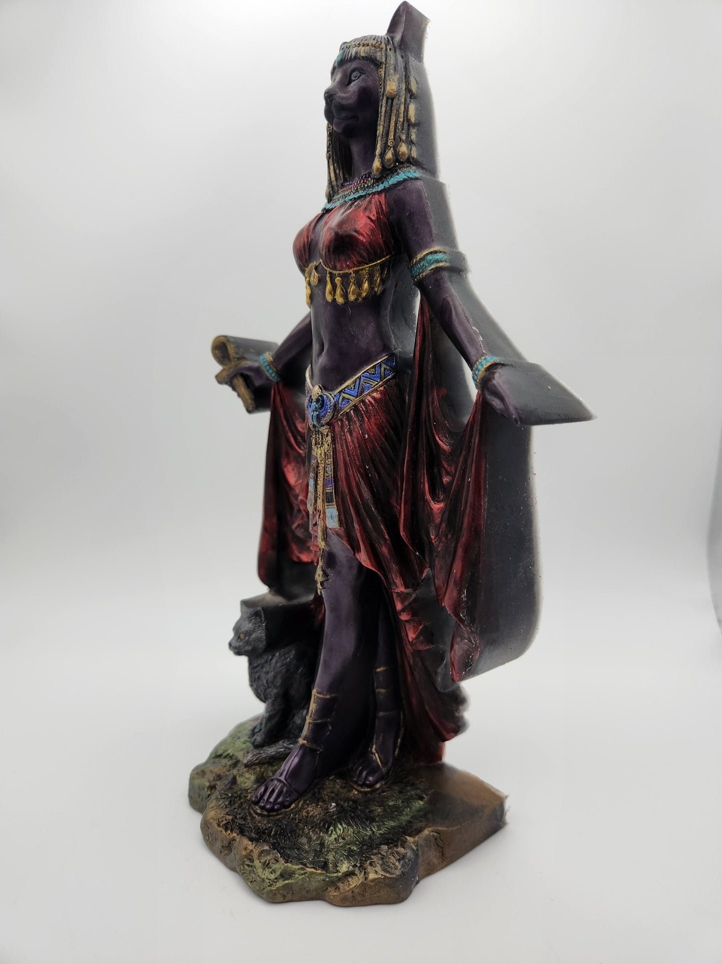 Bastet with red dress - Resonating Crystal Creations