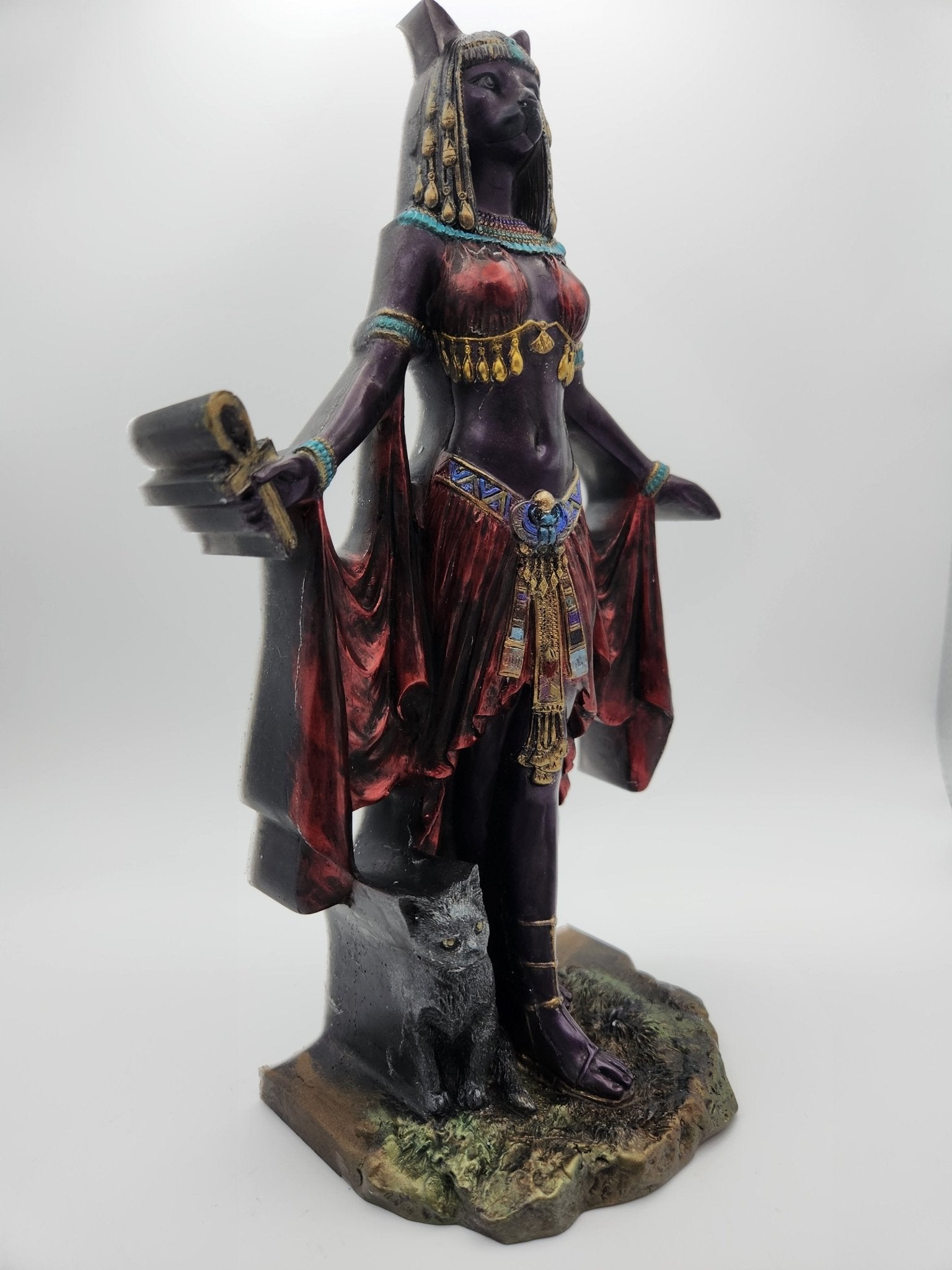 Bastet with red dress - Resonating Crystal Creations