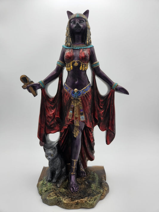 Bastet with red dress - Resonating Crystal Creations